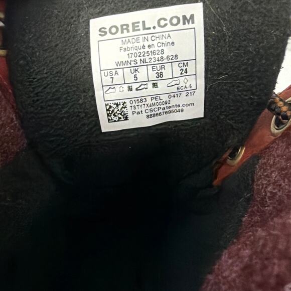 Sorel Boots Womens Size 7 Slimpack Lace II Red Leather Winter Snow Duck - Picture 2 of 10